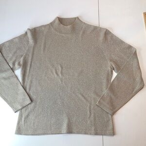 Yarnworks Women's Mockneck Sweater in Shimmering champagne Gold Petite Medium